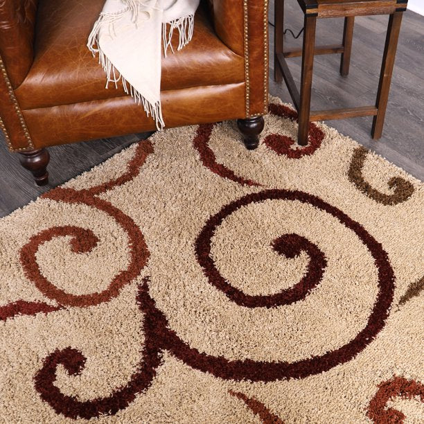 Swirls Soft Runner Rugs Beige