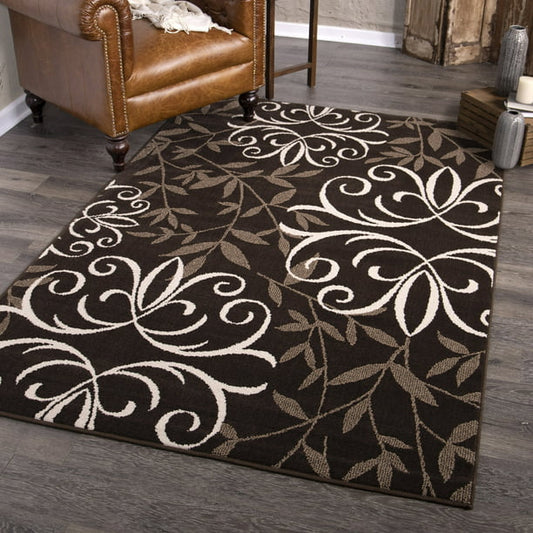 Iron Fleur Area Rug Brown