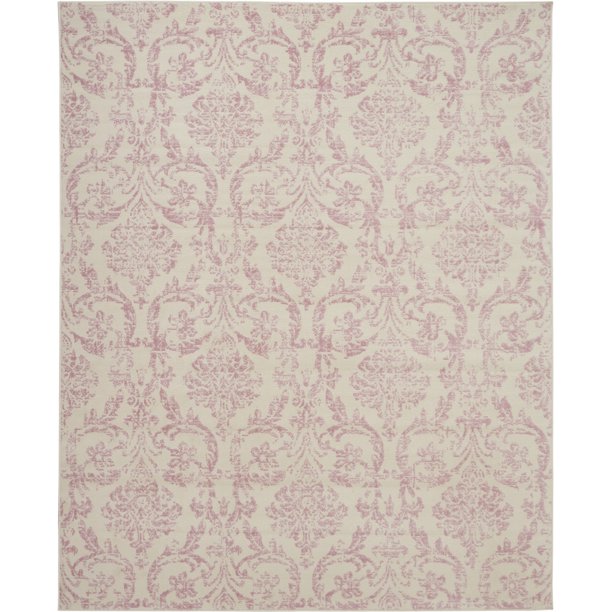 Area Rug Jubilant Distressed Damask in Pink 8ft 6in x 12in