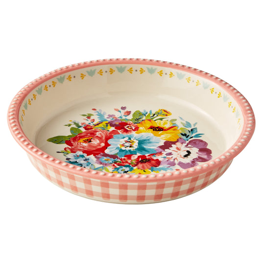 Ceramic Pie Plate in Sweet Romance Blossoms 9 Inches
