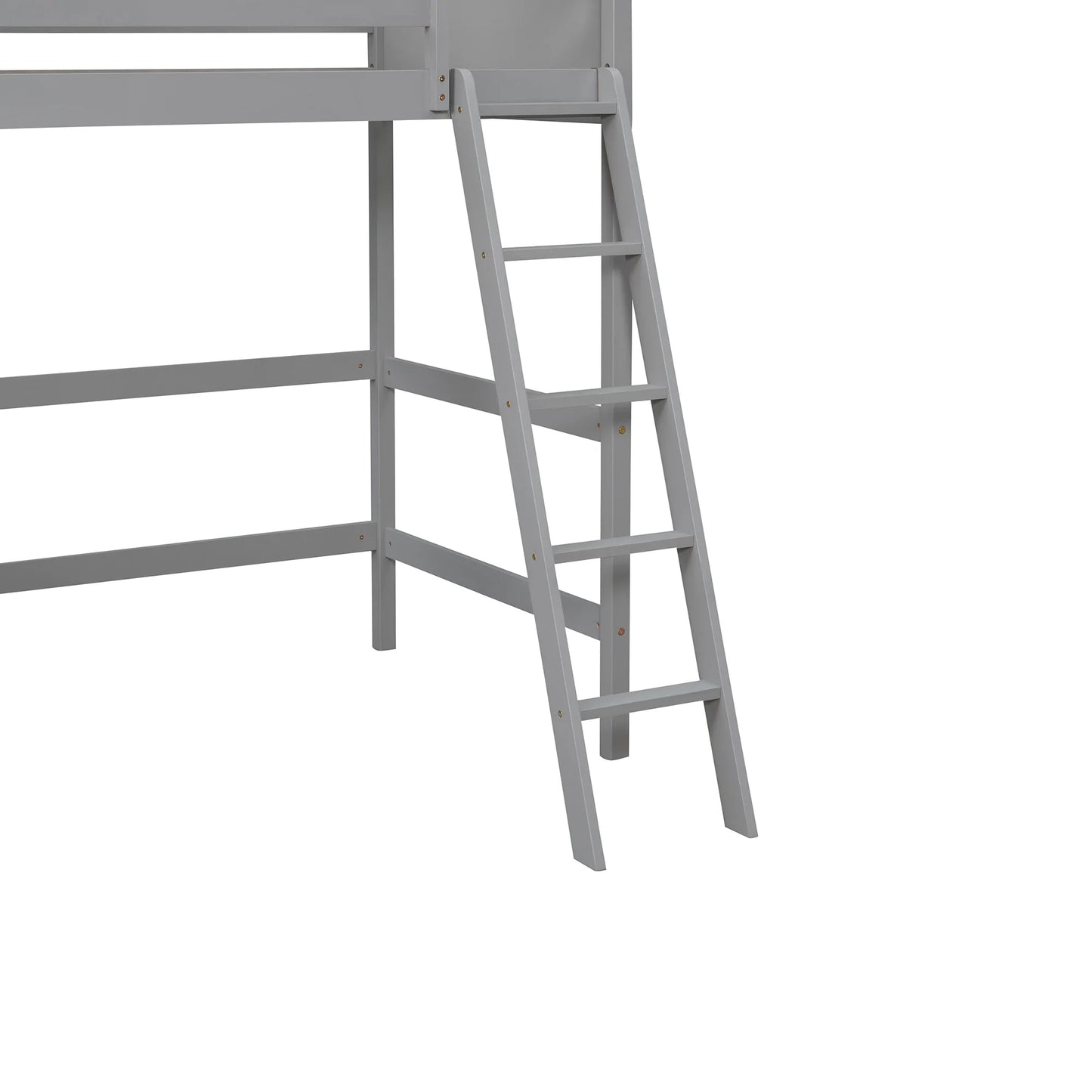 Solid Wood Twin Size Loft Bed with Ladder in Gray