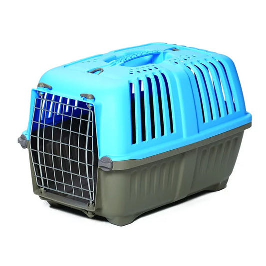 Pet Carrier with 1 Door 22 Inches Blue and Gray