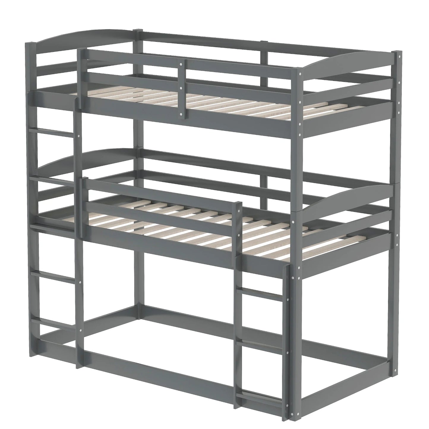 Over Twin Triple Bunk Bed in Gray