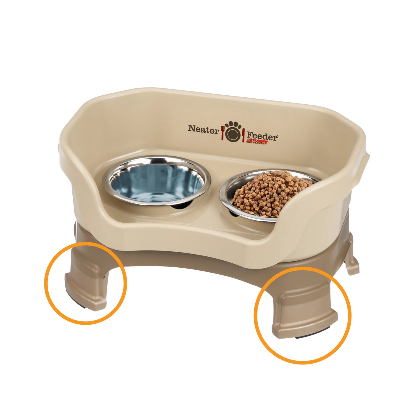 Pet Feeder With Leg Extensions for Small Dogs in Cappuccino