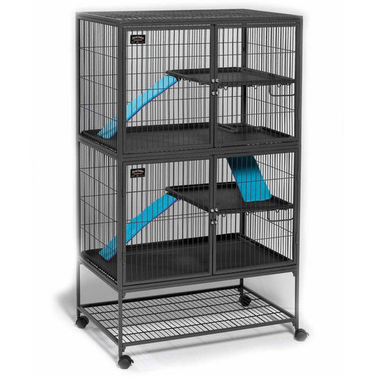 Pet Cage Double Unit 36Lx25Wx62.5H Inches in Black