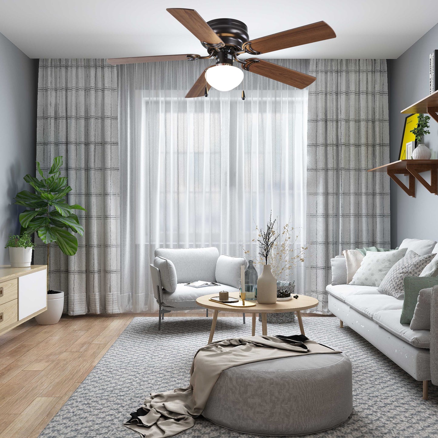 Ceiling Fan with Single Light in Bronze