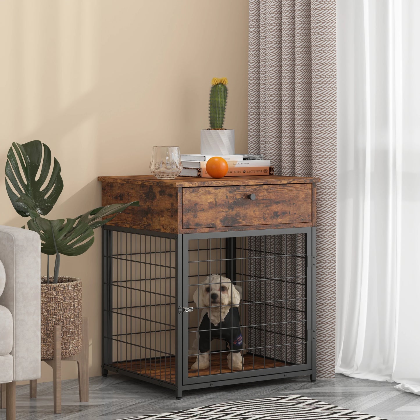 Wooden Crates for Small Dogs in Rustic Brown