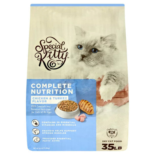 Special Kitty Dry Cat Food with Chicken and Turkey Flavor 35 Pounds