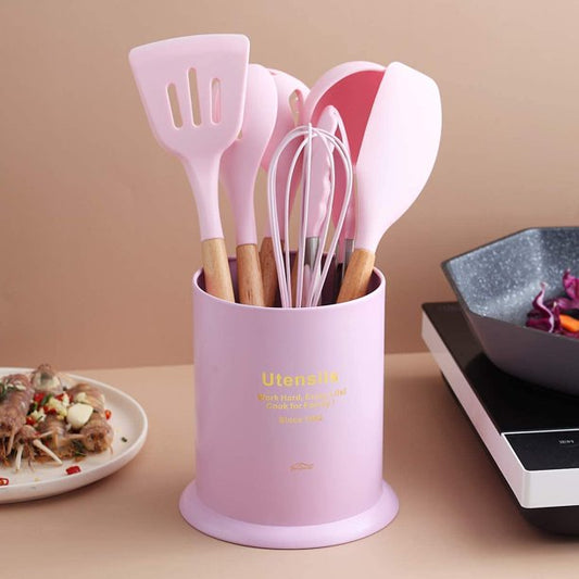 Stainless Steel Kitchen Utensil Organizer in Pink