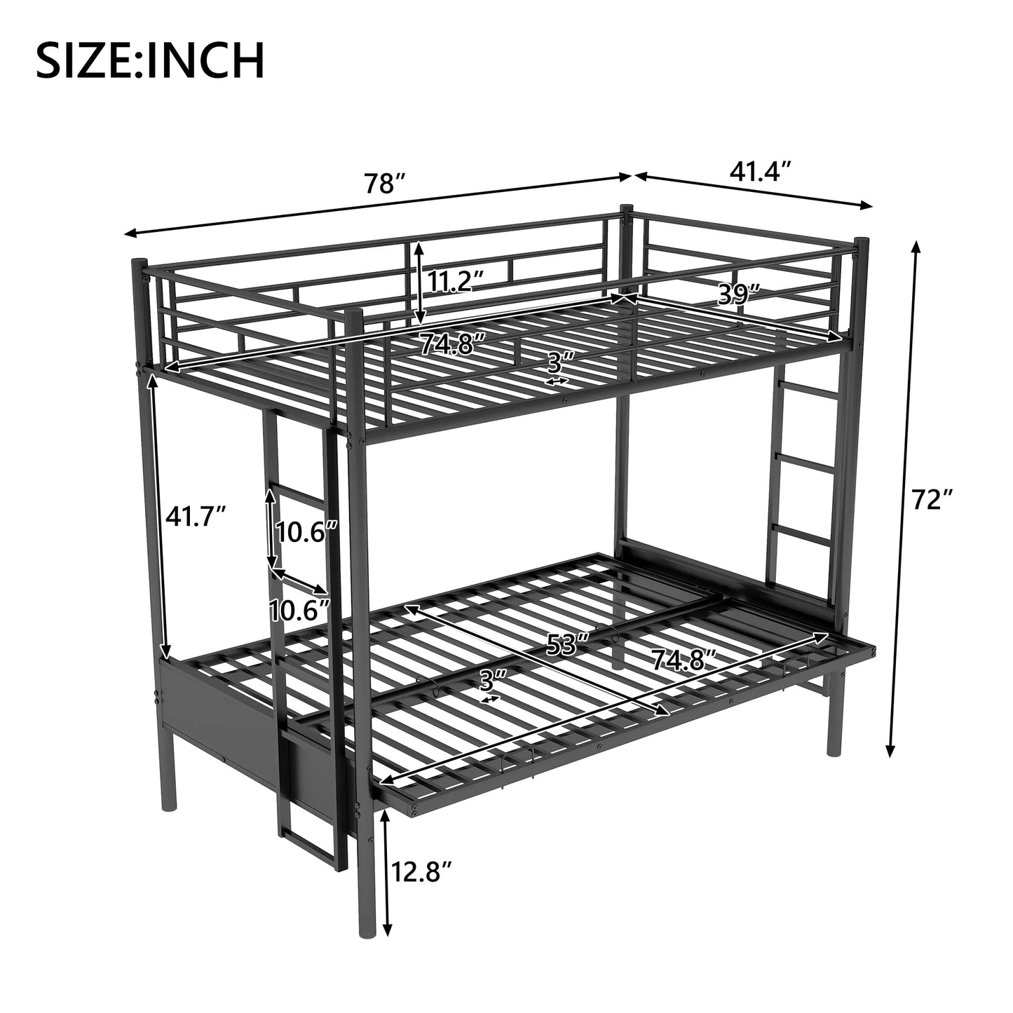 Twin Bunk Bed in Black