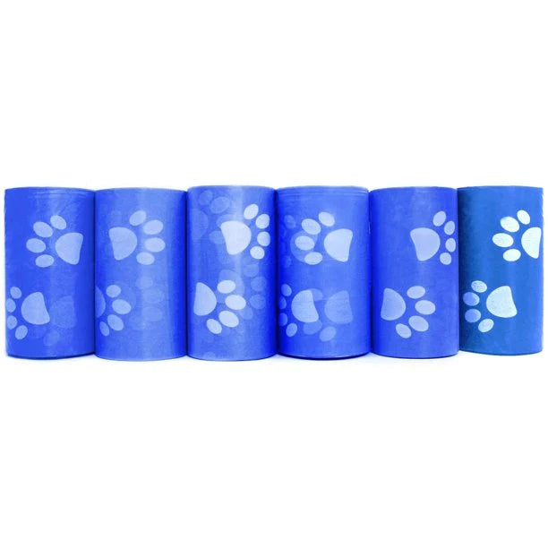 Pet Waste Poop Bags with Paw Prints 220 Bags Blue