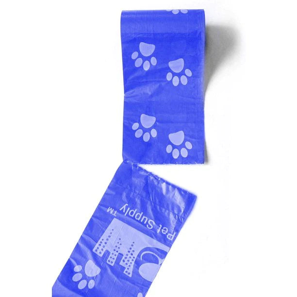 Pet Waste Poop Bags with Paw Prints 220 Bags Blue