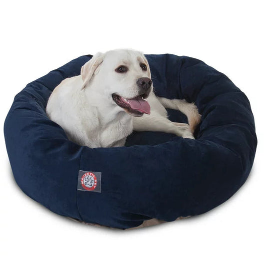 Pet Bed for Dogs Velvet Bagel Navy Large