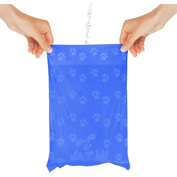 Pet Waste Poop Bags with Paw Prints 220 Bags Blue