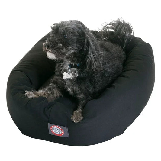 Poly Cotton Bagel Pet Bed Black Small