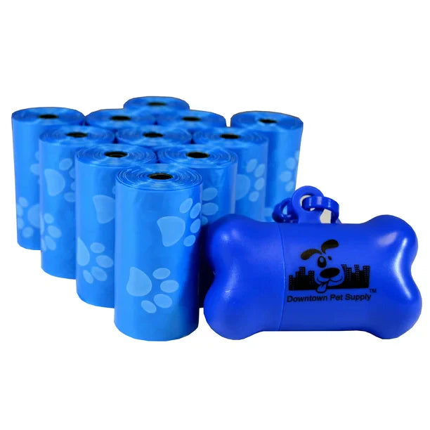 Pet Waste Poop Bags with Paw Prints 220 Bags Blue