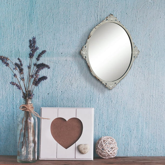 French Country Metal Accent Mirror 11x10 Off White