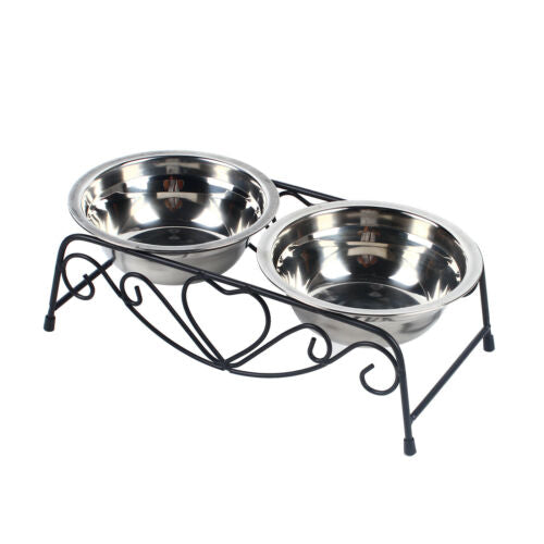 Pet Double Bowl Feeder Set