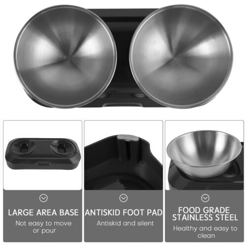 Raised Pet Bowl Tilted Elevated Nonslip Stainless Steel Feeder