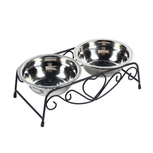 Pet Double Bowl Feeder Set