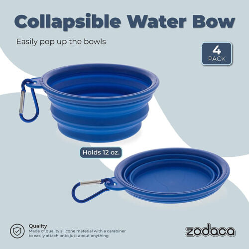 Collapsible Pet Dishes 4 Pack in Multiple Colors