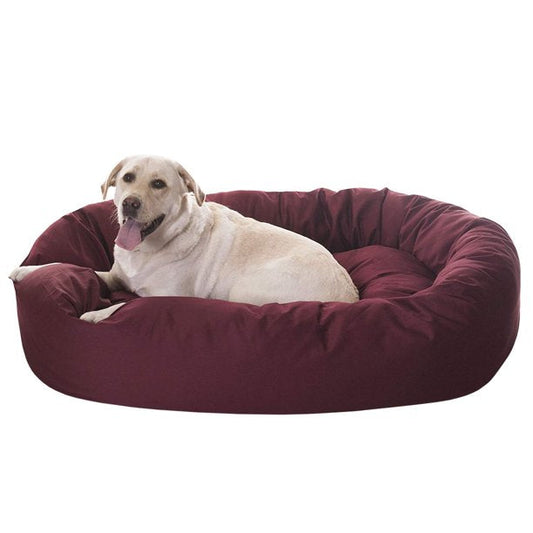 Poly Cotton Bagel Pet Bed For Dogs Burgundy Extra Large