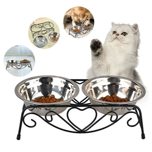 Pet Double Bowl Feeder Set