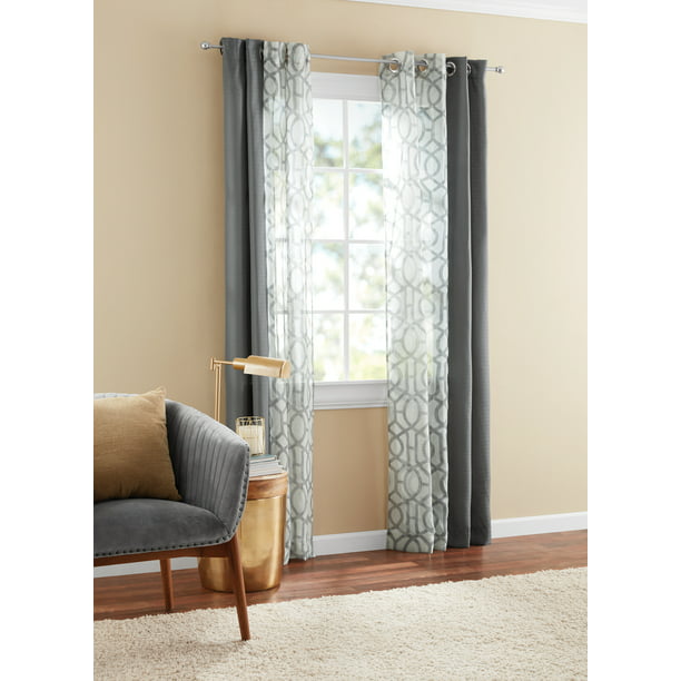 Kingswood 4 Piece Curtain Set Grey Flannel 27.5 x 84 Inches