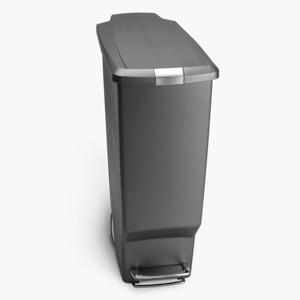 Plastic Slim Kitchen StepTrash Can Grey 10.6 Gal