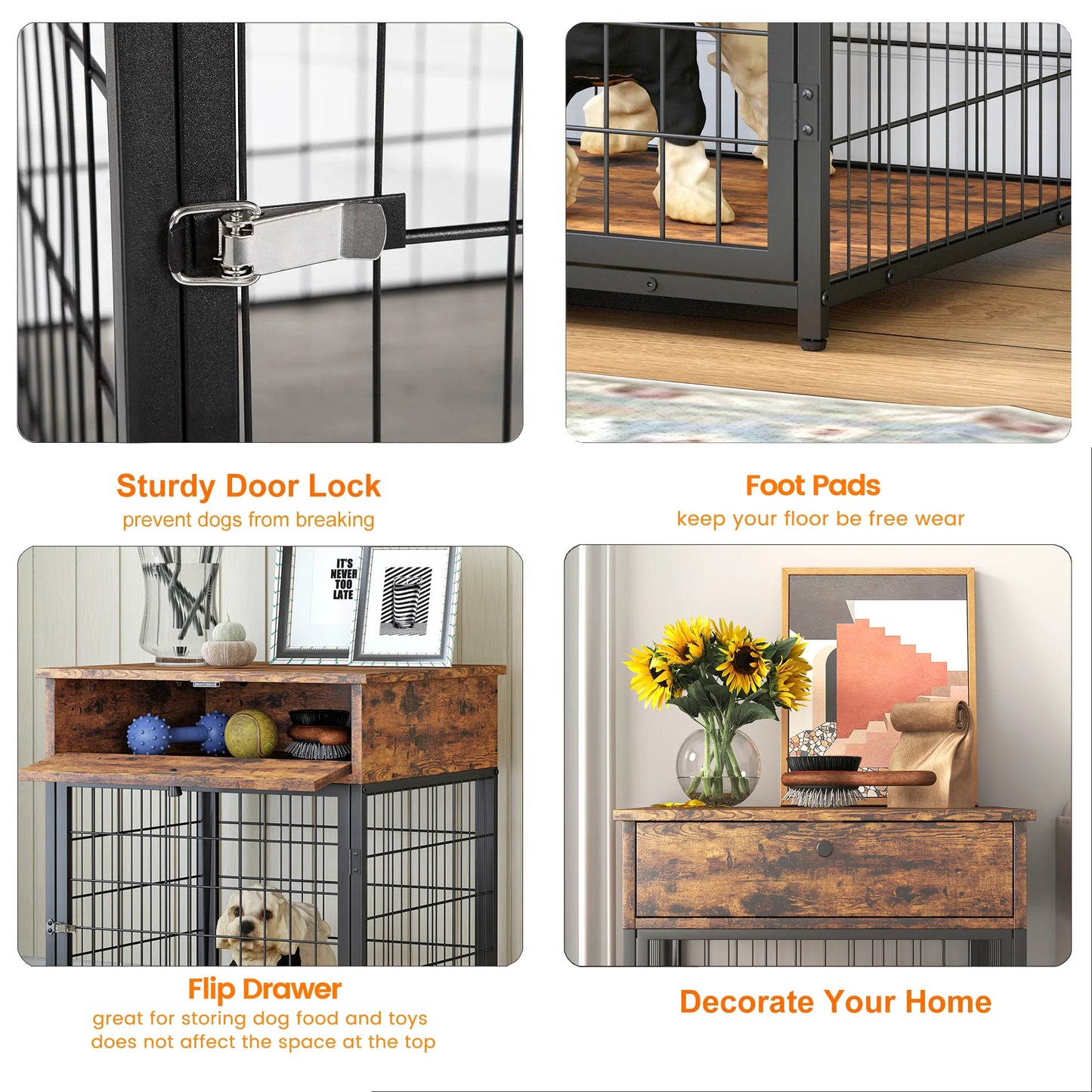 Wooden Crates for Small Dogs in Rustic Brown