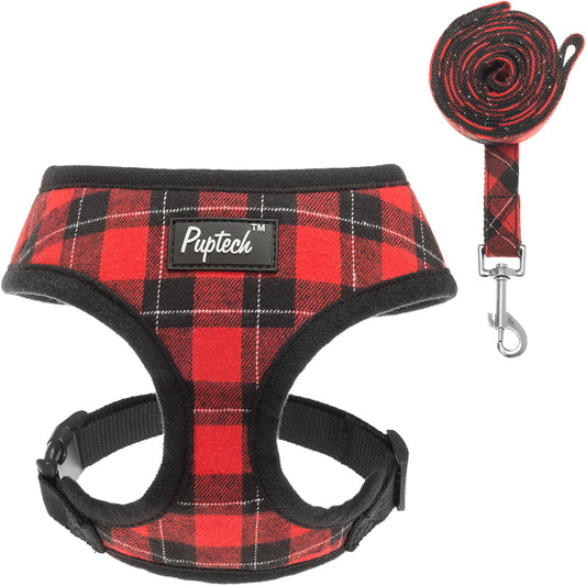 Dog Harness with Leash in Red Extra Small