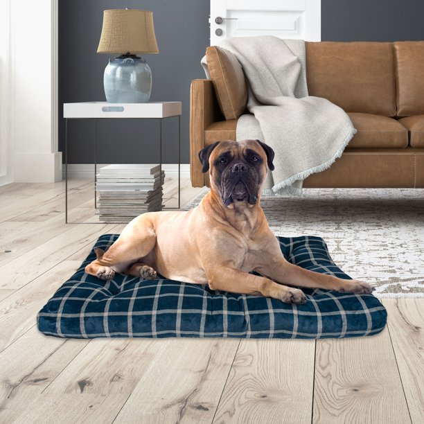 Extra Dog Bed Plush Tufted Blue Large