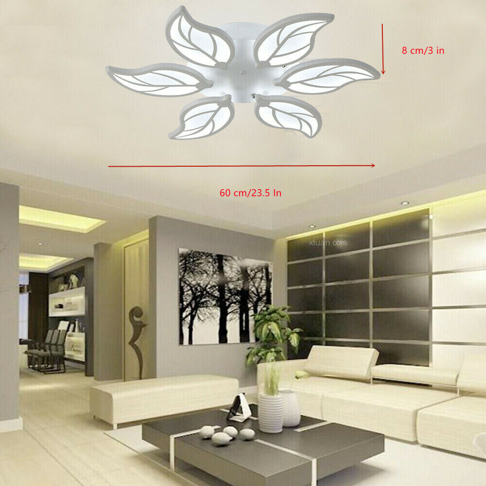 LED Light Chandelier Ceiling Lamp Acrylic Fixture 6 Leaf 54W in White