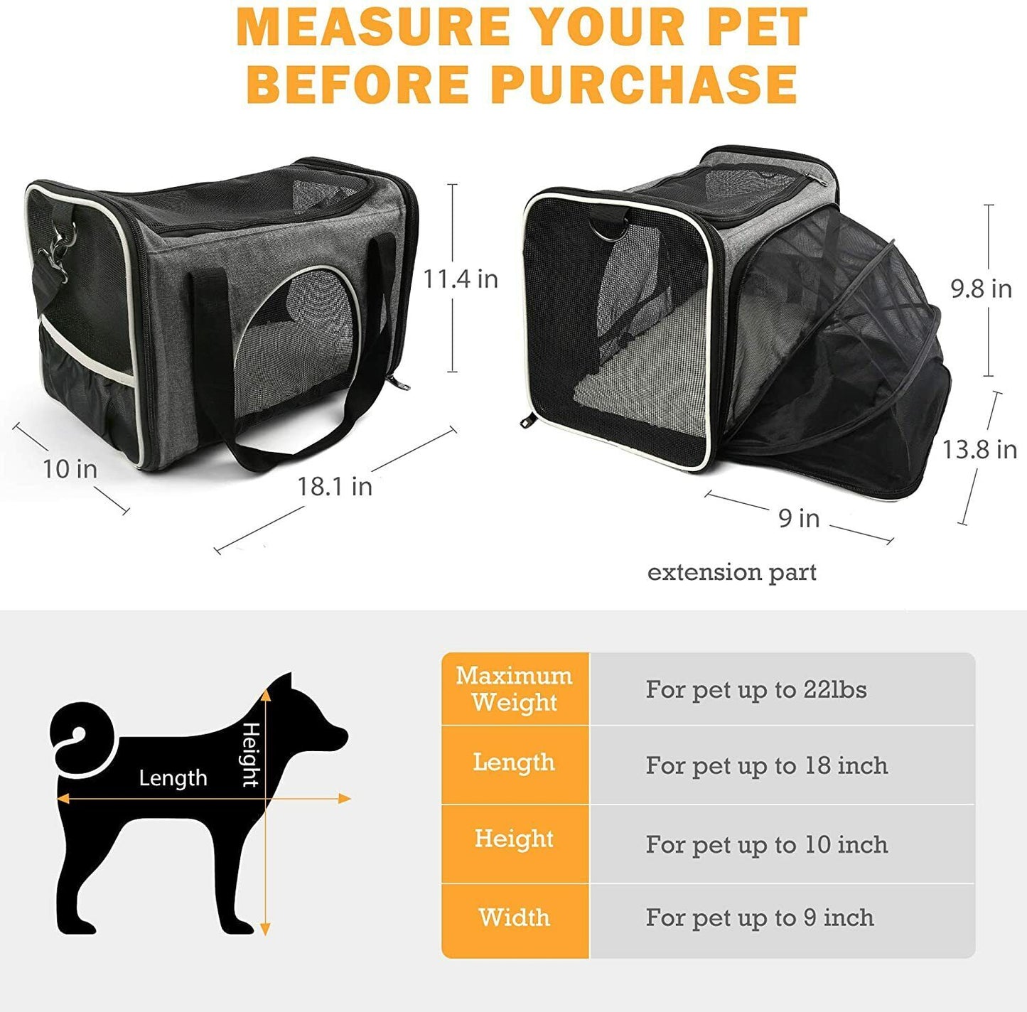 Pet Carrier Travel Tote Bag