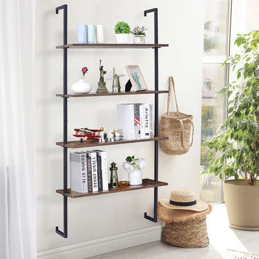 Shelf Wall Bookcase Industrial Pipe Metal Frame Decor