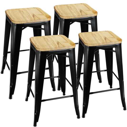 Counter Height Stools Metal Bar Set of 26 Black