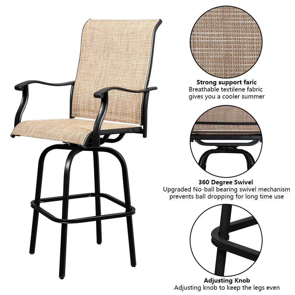 Patio Swivel Height Chairs Bar Stools Set of 2