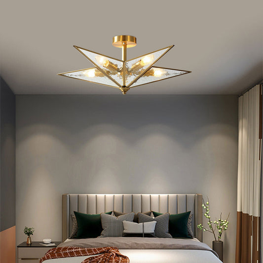 Chandelier LED Pendant Glass Ceiling Fixture 5 Light Lamp Nordic Gold