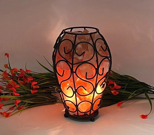 Lamp Iron Basket With Pink Salt