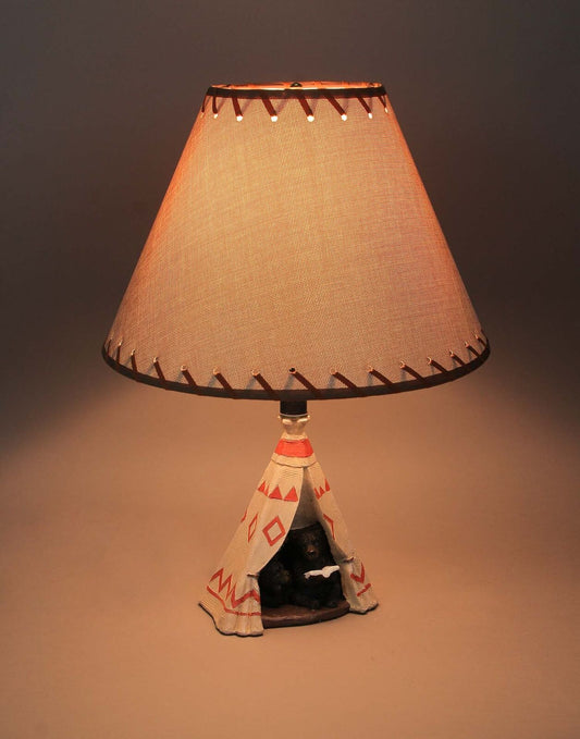 Mama Bear Reading Book To Cub in Teepee Tent Table Lamp