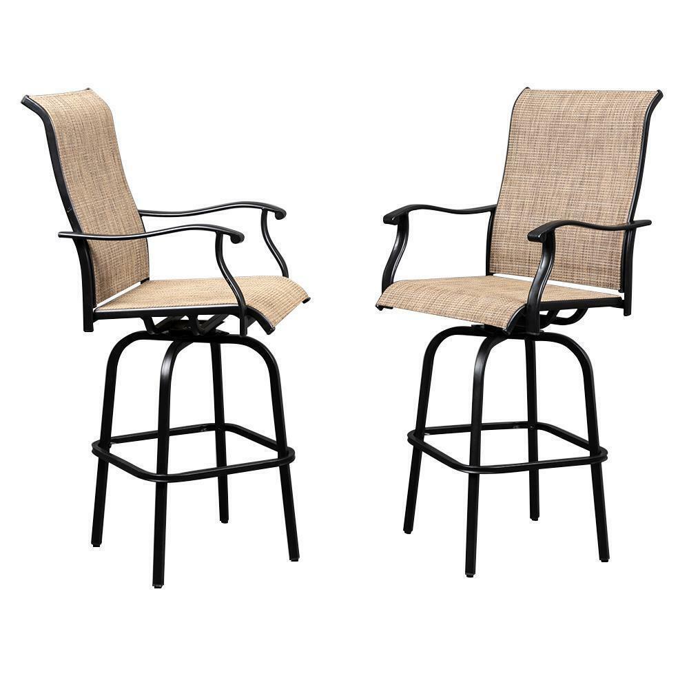 Patio Swivel Height Chairs Bar Stools Set of 2