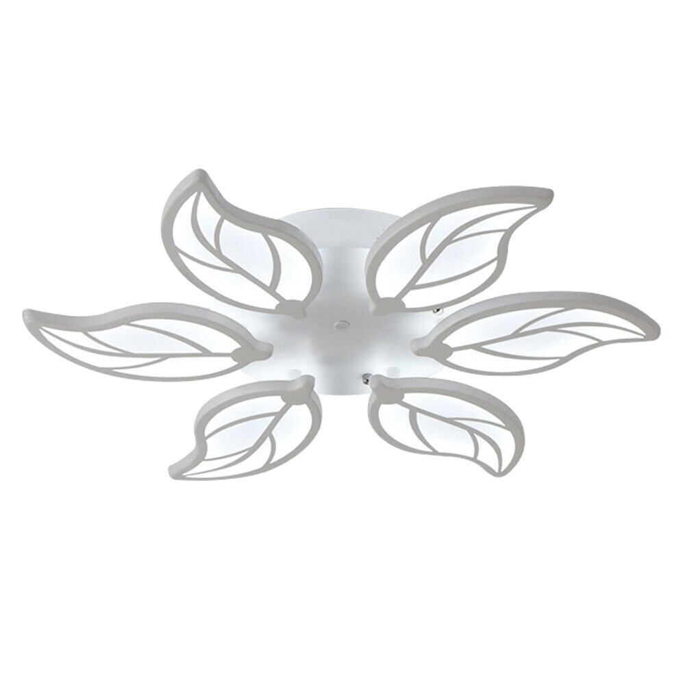 LED Light Chandelier Ceiling Lamp Acrylic Fixture 6 Leaf 54W in White