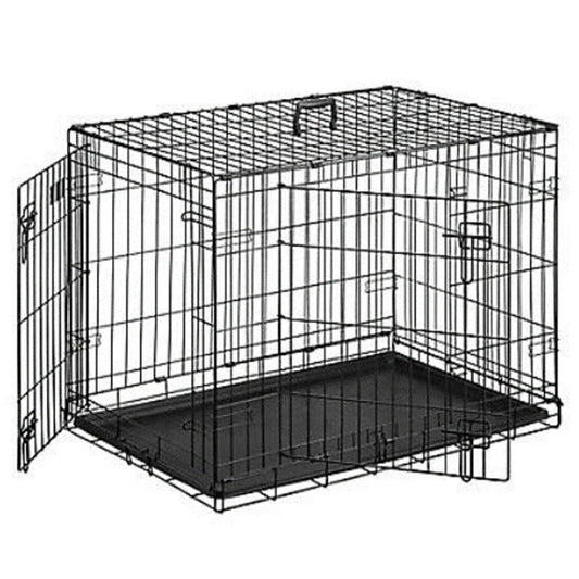 Pet Cage Dog Crate Folding Metal in Black