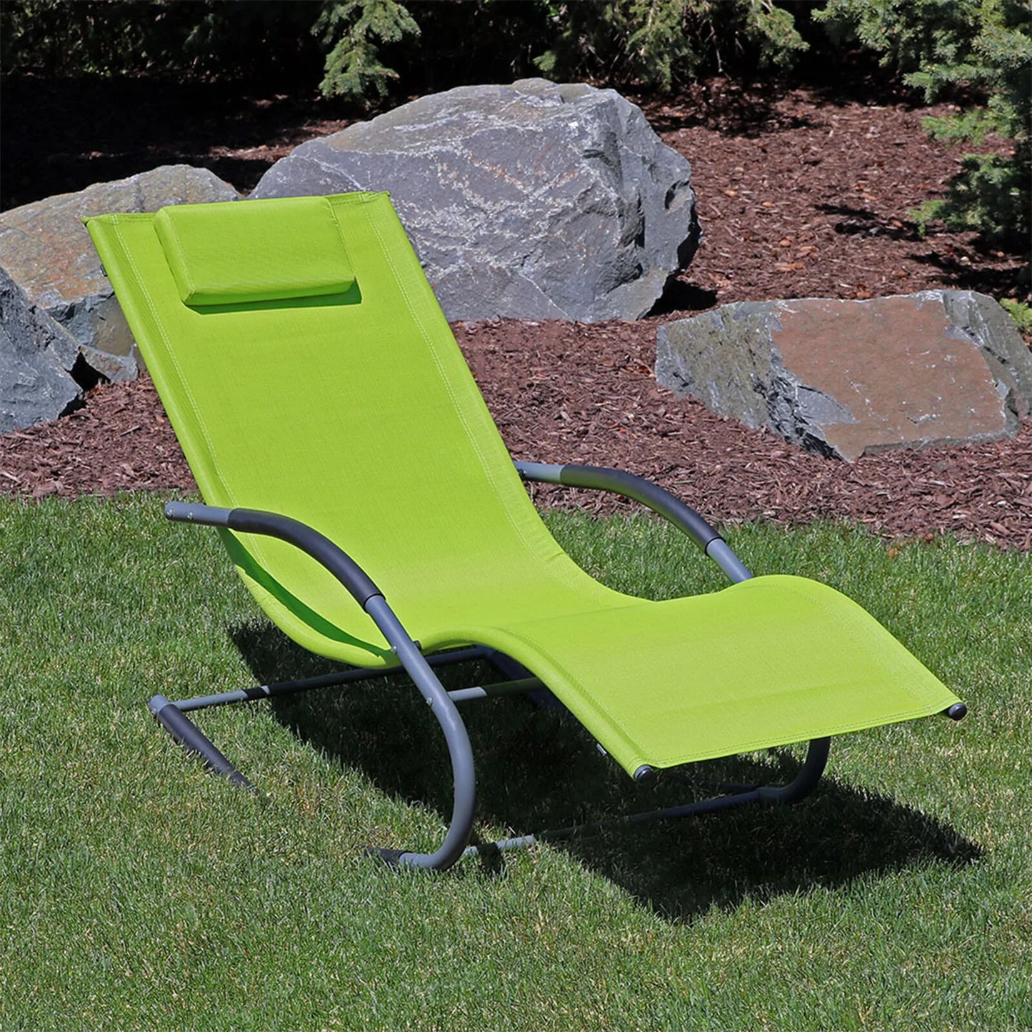 Rocking Chair Lounger with Pillow Green