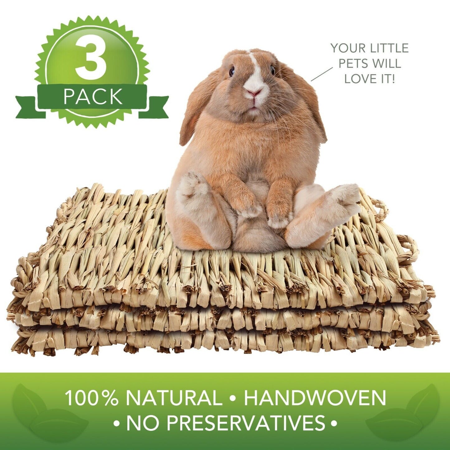 Grass Mat Woven Pet Bed for Rabbits