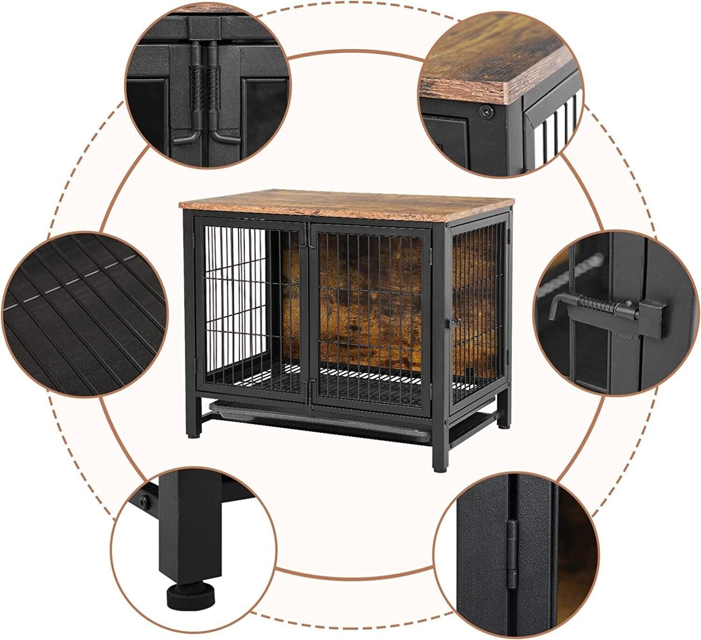 Pet Crate With Tray in Black