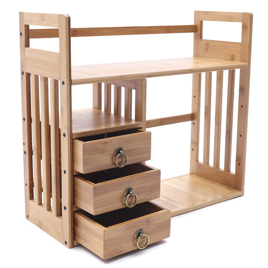 Bamboo Desk Bookshelf Organizer