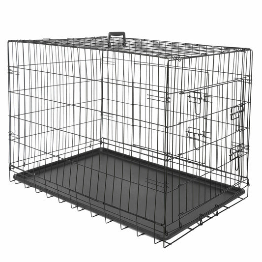 Dog Crate Folding Pet Cage in Black 36 Inches