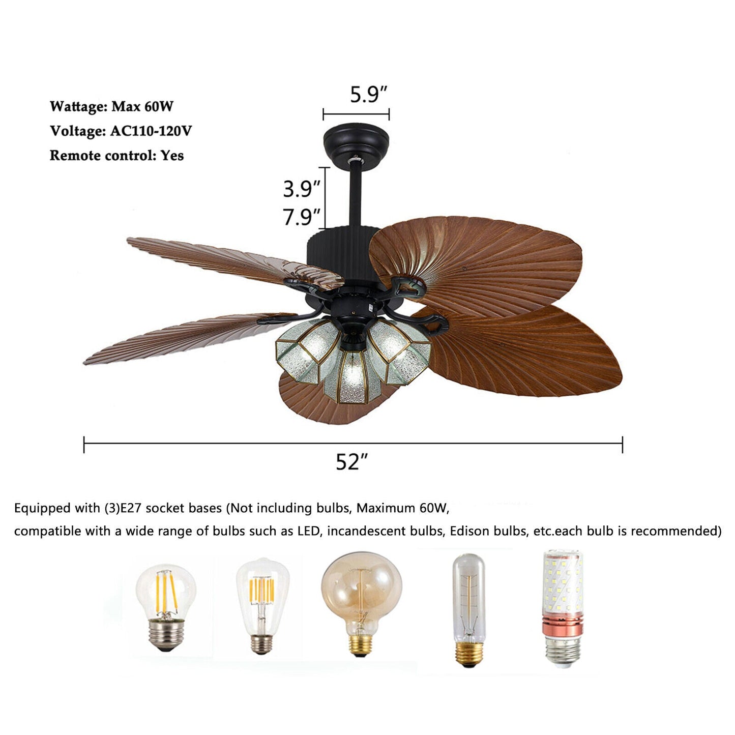 Tropical Ceiling Fan light