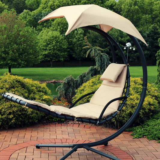 Hanging Chair with Umbrella Beige